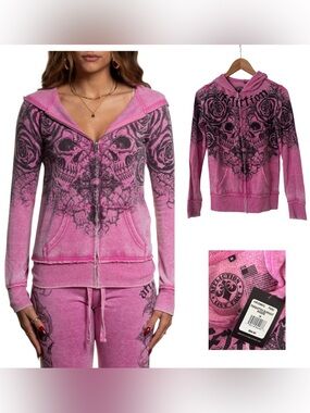 Affliction Forgotten Burnout Zip-Up Hoodie